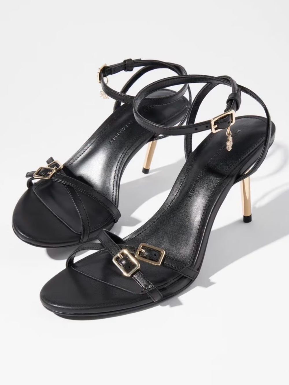 NWOT White House Black Market Black Strappy Ankle-Tie Heels - Picture 3 of 14
